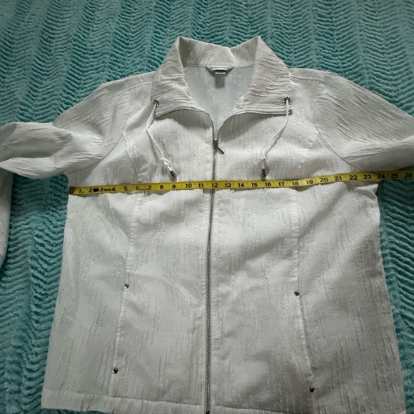 Women's Christopher & Banks Full Zip White Textured Jacket XL - Picture 5 of 11